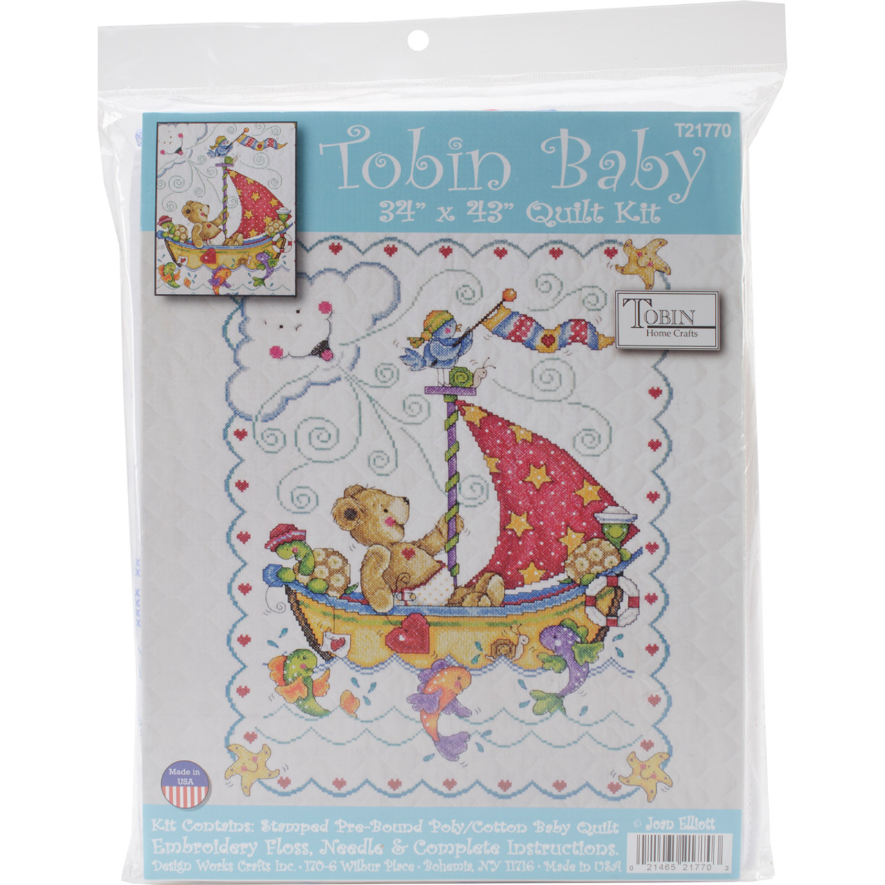 Tobin T21705 Baby Bears Quilt Stamped Cross Stitch Kit, 34 by 43