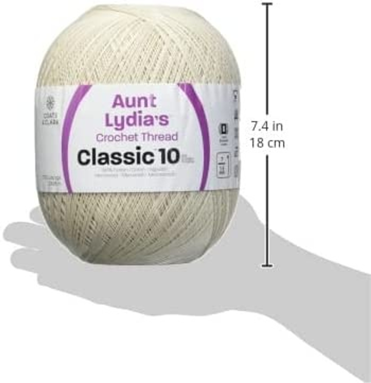 Aunt Lydia's Classic Crochet Thread Size 10 Jumbo-White