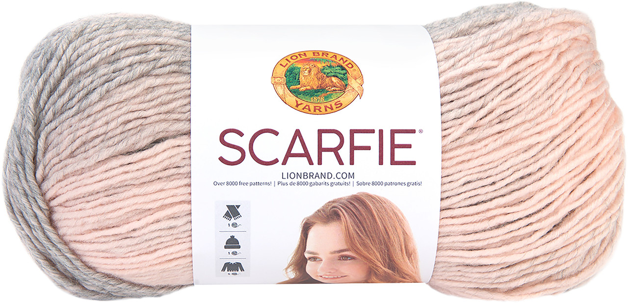 Lion Brand Scarfie Yarn-Mustard/Ice Pink