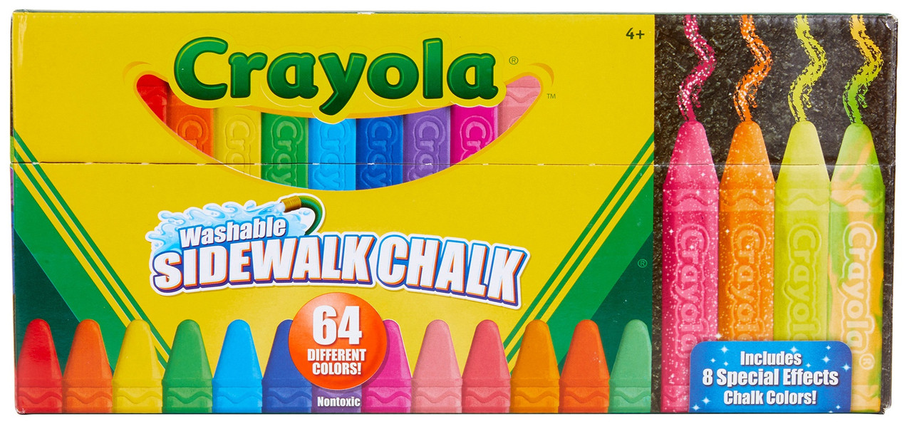 Crayola Washable Sidewalk Chalk-64 Colors Including 8 W/Special Effects  51-2064 - GettyCrafts