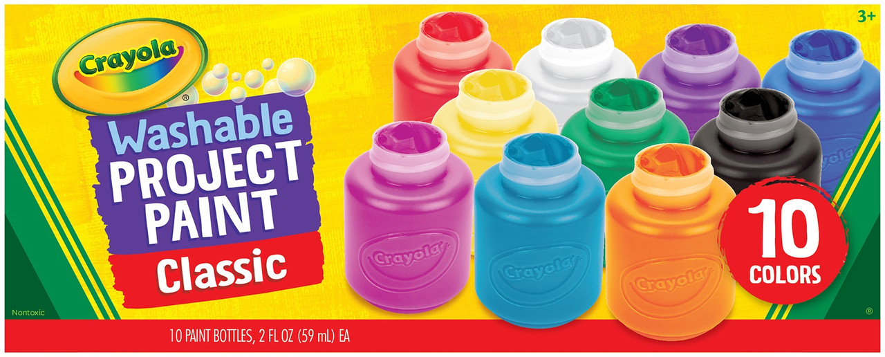 Crayola Washable Paint, 6 Assorted Classic Colors, 2 oz Bottle, 6