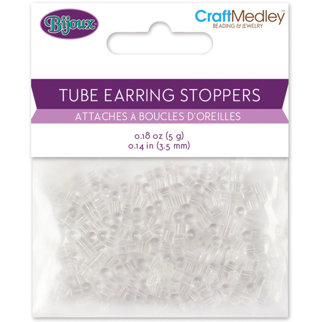 Rubber Tube Earring Stoppers 3.5mm 180/Pkg-Clear - 775749110395