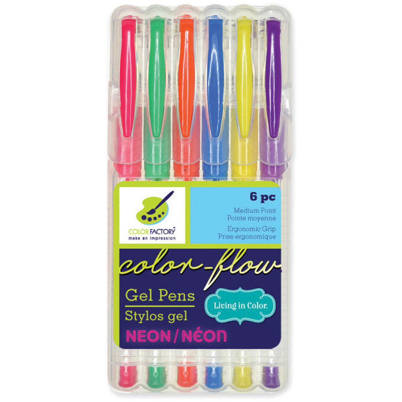 Color Factory Living In Color Color-Flow Gel Pen Set 6/Pkg-Neons PA478-C -  GettyCrafts