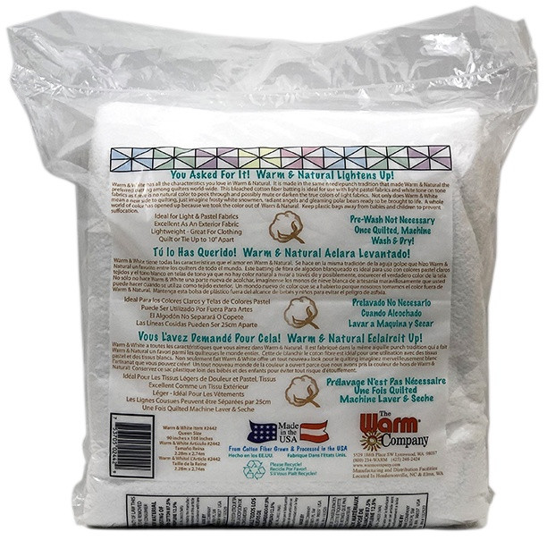 Quilting Sewing Batting Warm & White Cotton BattingQueen Size 90X108