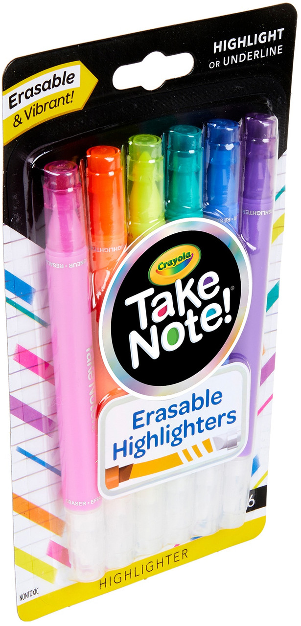 Crayola Set OF 3 Erasable Highlighter, Orange, Pink, Blue, Purple, Yellow,  Green
