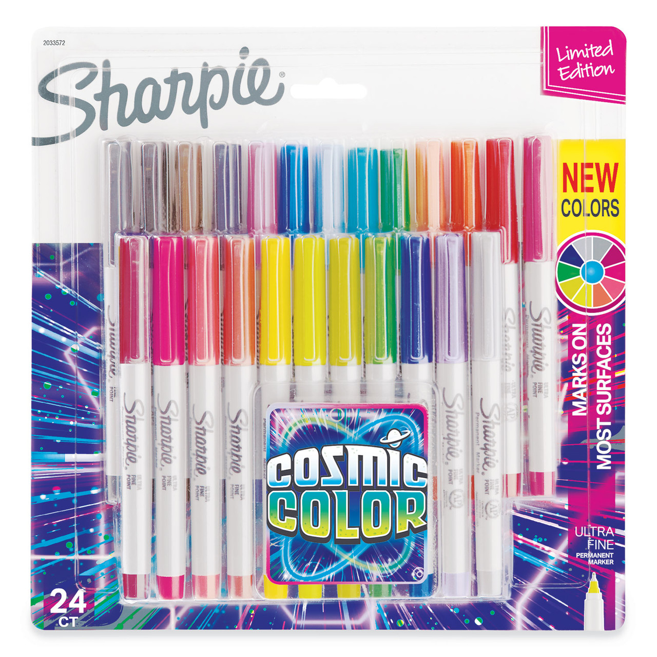 Sharpie 2033573 Cosmic Color Assorted Color Fine Point Permanent Marker -  24/Pack