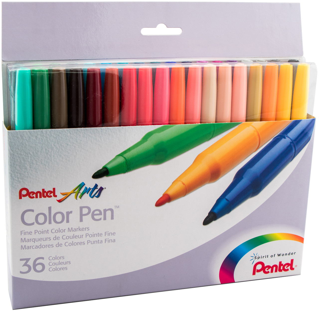 Pentel Arts Color Pen Fine Point Color Markers 36 Pkg Assorted