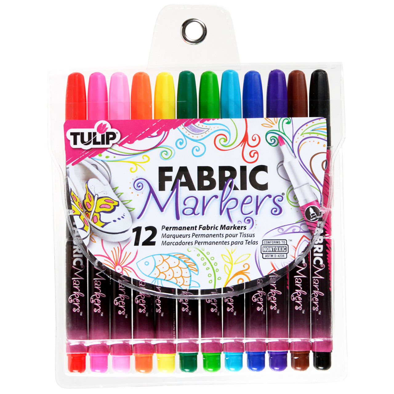 Tulip Fine Fabric Markers 12/Pkg-Assorted 26662 - GettyCrafts