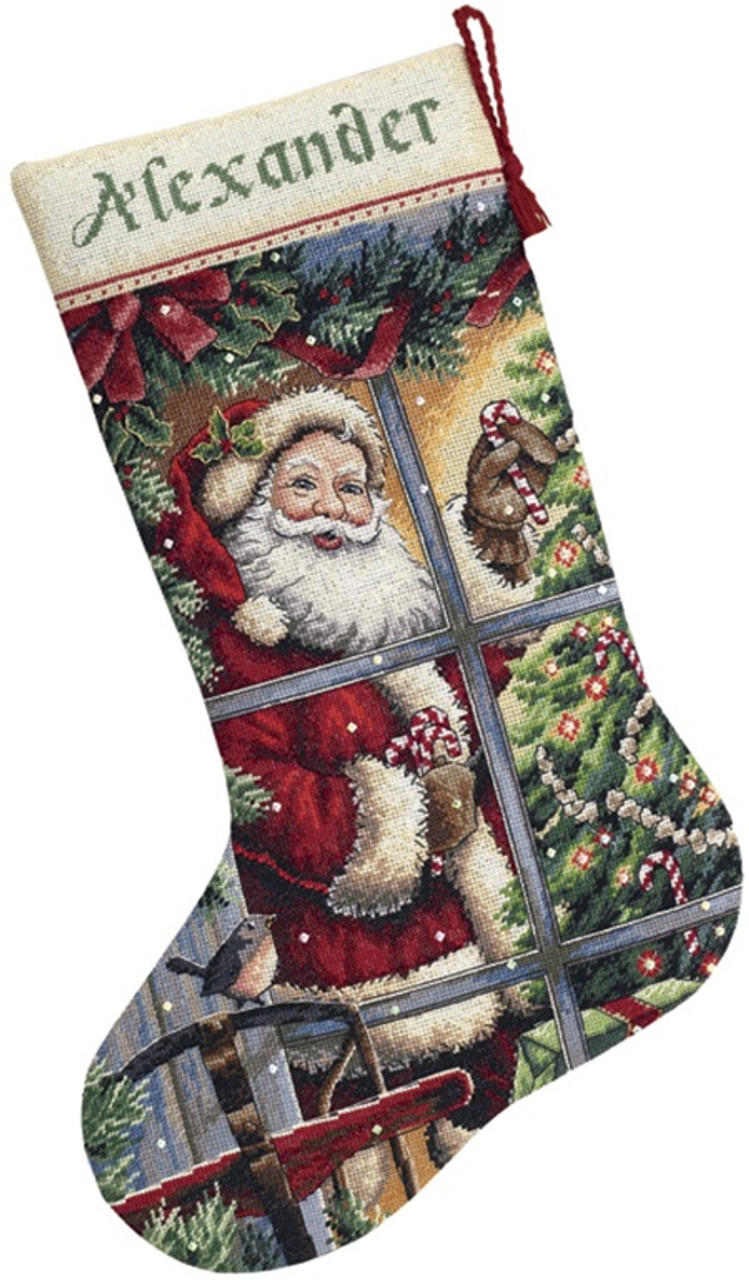 Dimensions Gold Collection Santa's Flight Stocking Counted Cross Stitch-16 Long 16 Count