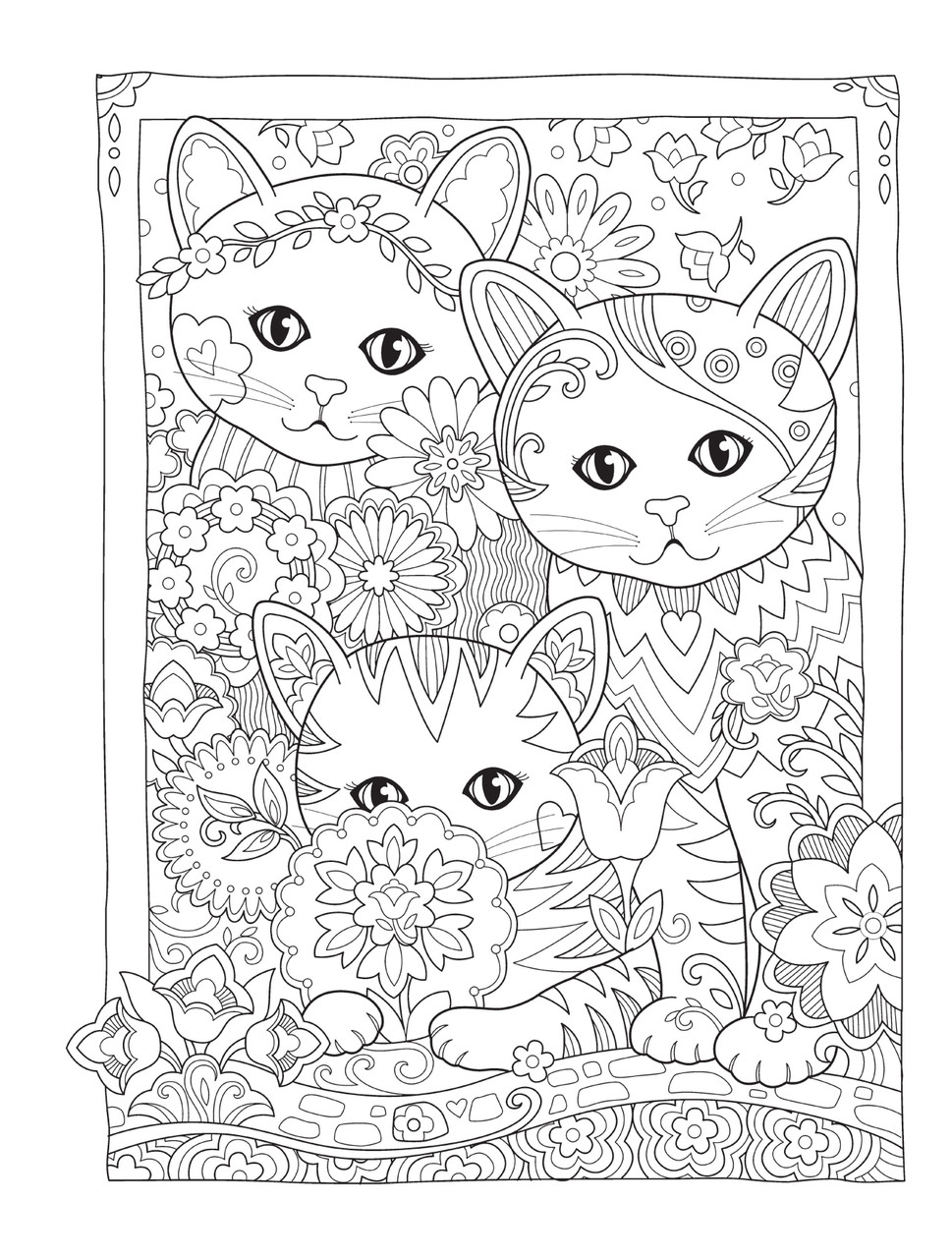 Coloring page. Cute artist kitten with easel and paint brush Stock