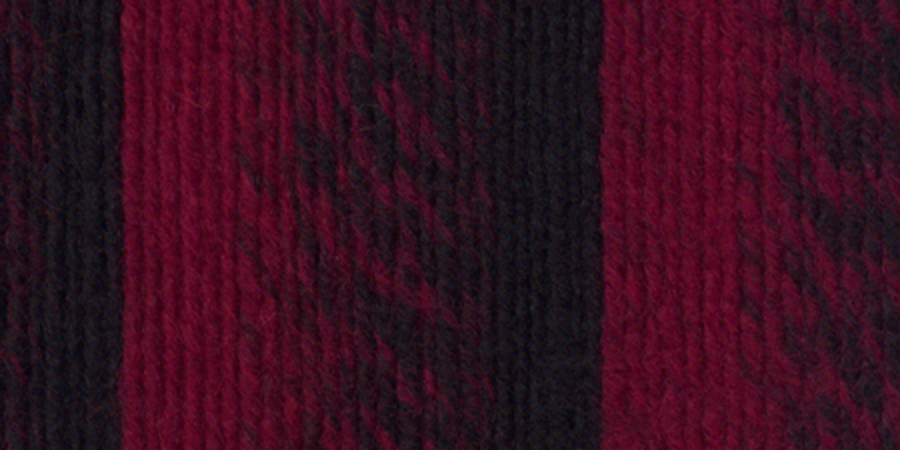 2 Pack Lion Brand Yarn 826-205 Scarfie Yarn Cranberry Black Wool