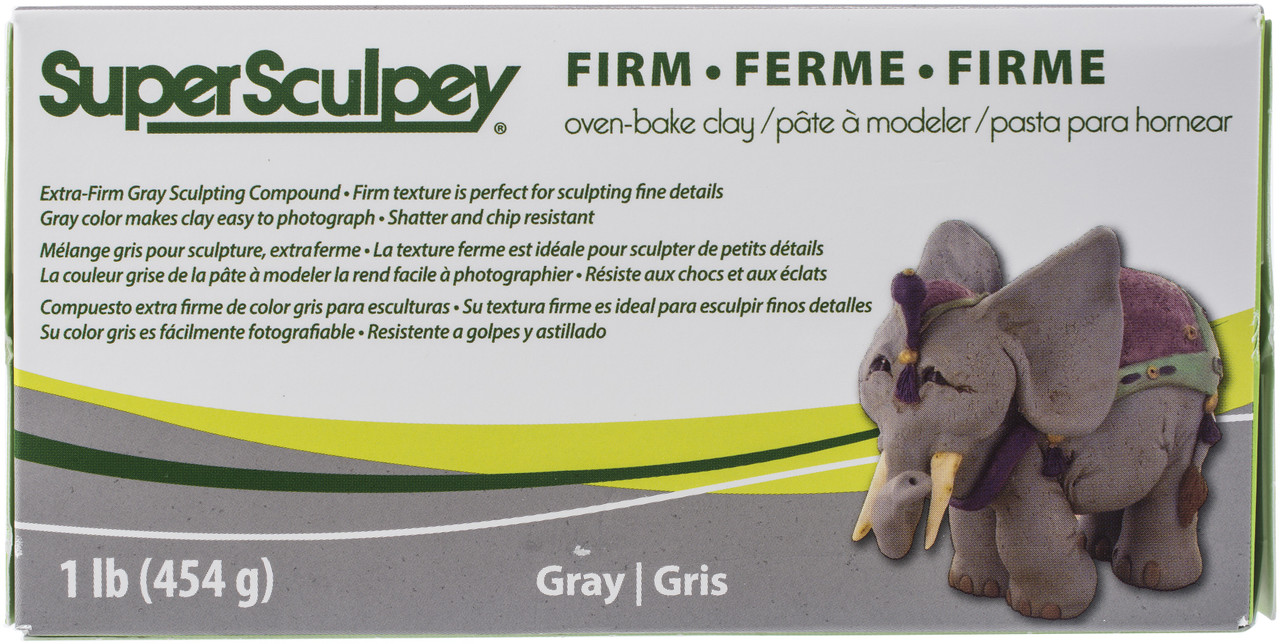 Super Sculpey Firm 1lb 454g., Gray Color, Oven Baked Polymer Clay