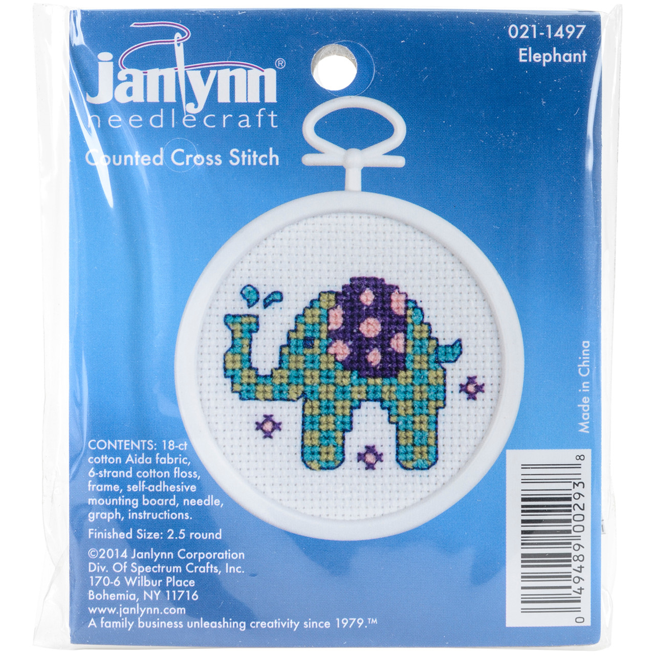 Janlynn Kid Stitch Rainy Day Elephant Counted Cross Stitch Kit 3 Round 11 Count