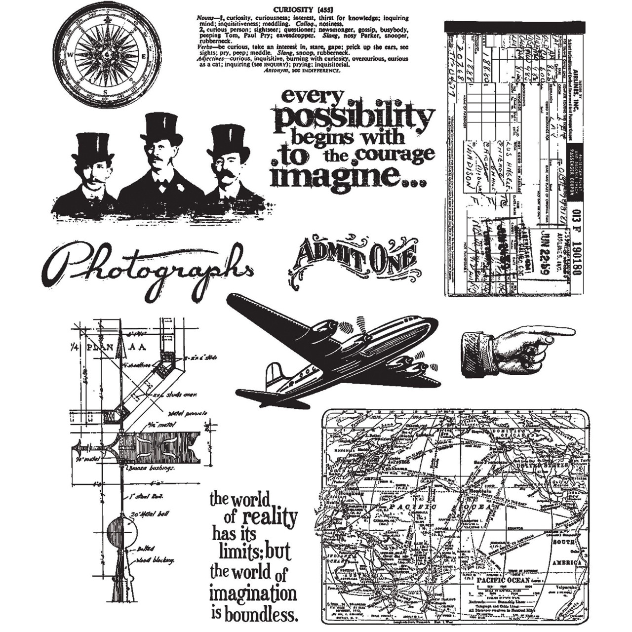 Tim Holtz Cling Stamps 7x8.5: Field Notes (CMS396)