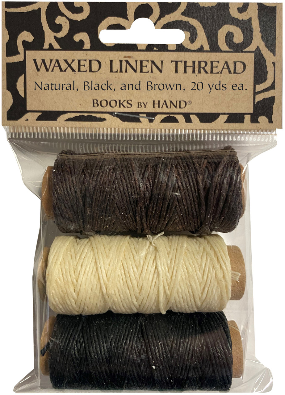  Books by Hand, Natural Waxed Linen Thread, Three 20 Yard, for  Leather Sewing, BBHM206