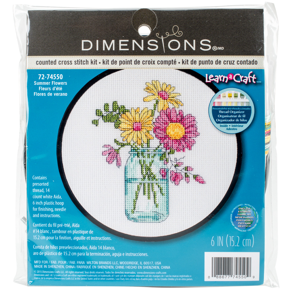 DIMENSIONS Counted Cross Stitch Kit W/Hoop 6"-Grateful & Blessed