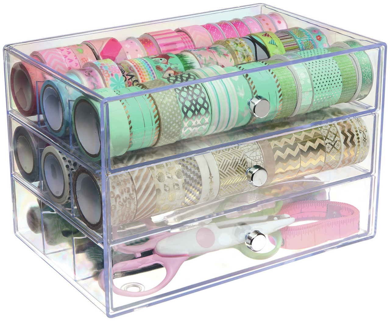 Deflecto Washi Tape Storage Cube-Clear, 10Wx7Hx6.8D 350901CR