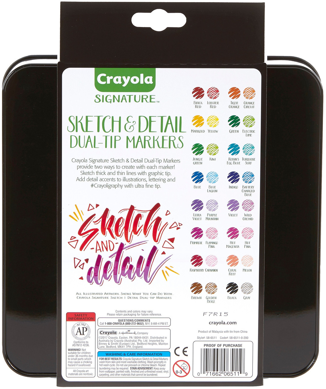 Crayola Signature Blending Markers with Storage Tin, Assorted Colors, Set  of 16