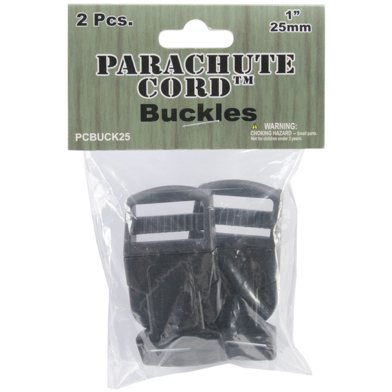 Pepperell Parachute Cord Bracelet Buckles 12mm 6/Pkg Black