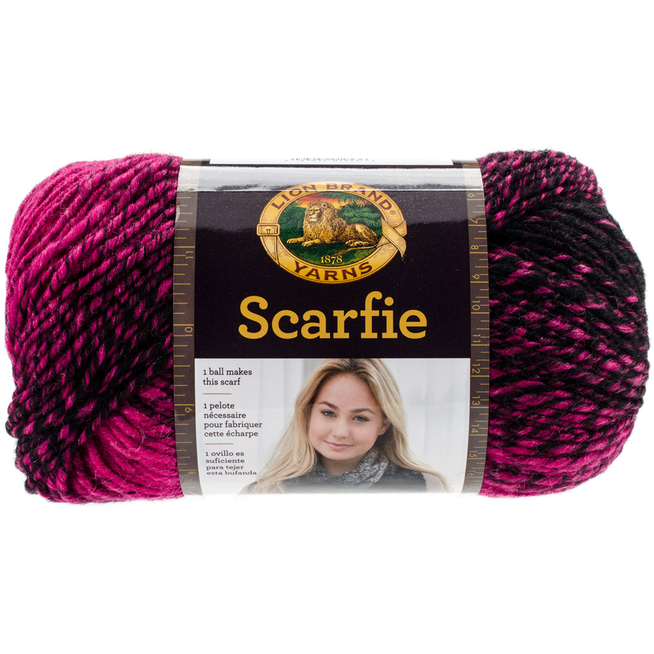2 Pack Lion Brand Yarn 826-205 Scarfie Yarn Cranberry Black Wool