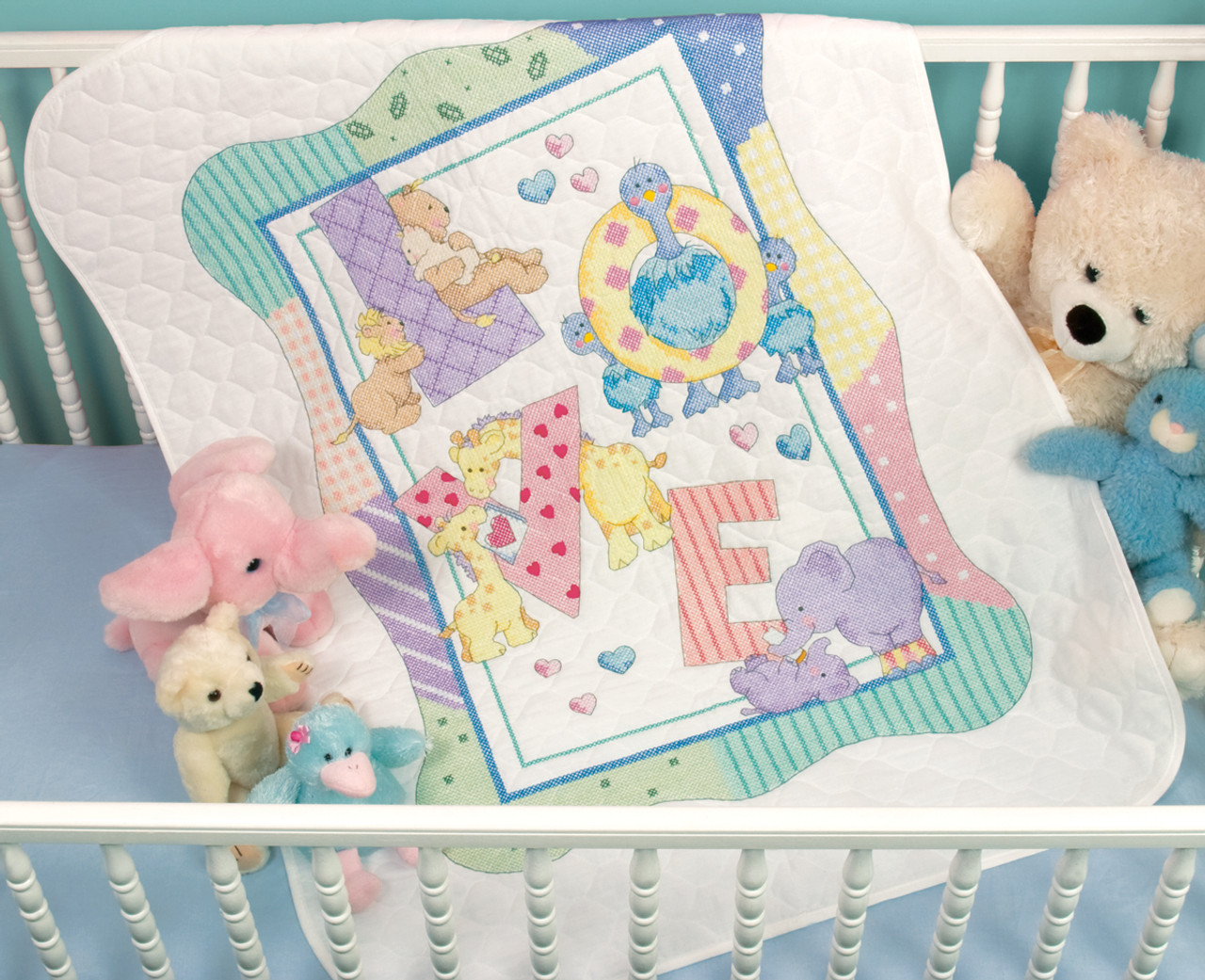 Dimensions Baby Hugs Quilt Stamped Cross Stitch Kit 34X43