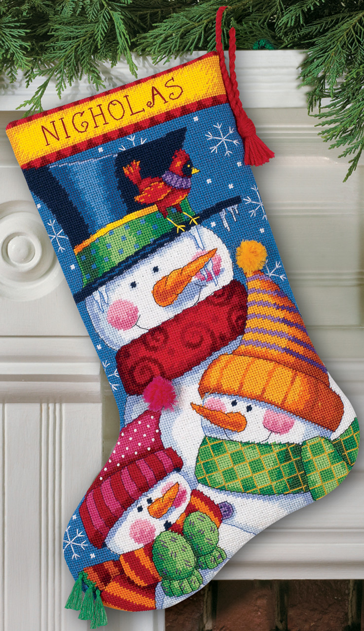 Dimensions Stocking Needlepoint Kit 16 Long-Happy Snowman Stitched In Wool  & Thread