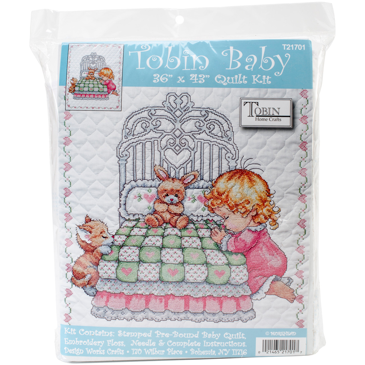 Animal Babies Quilt Stamped Cross-Stitch Kit, 34 x 43 