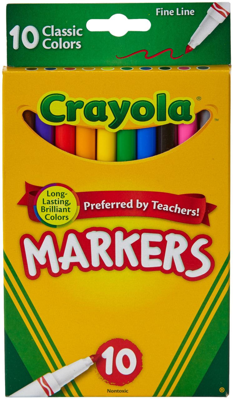 Crayola Classic Fine Line Markers, Assorted Colors - 10 count