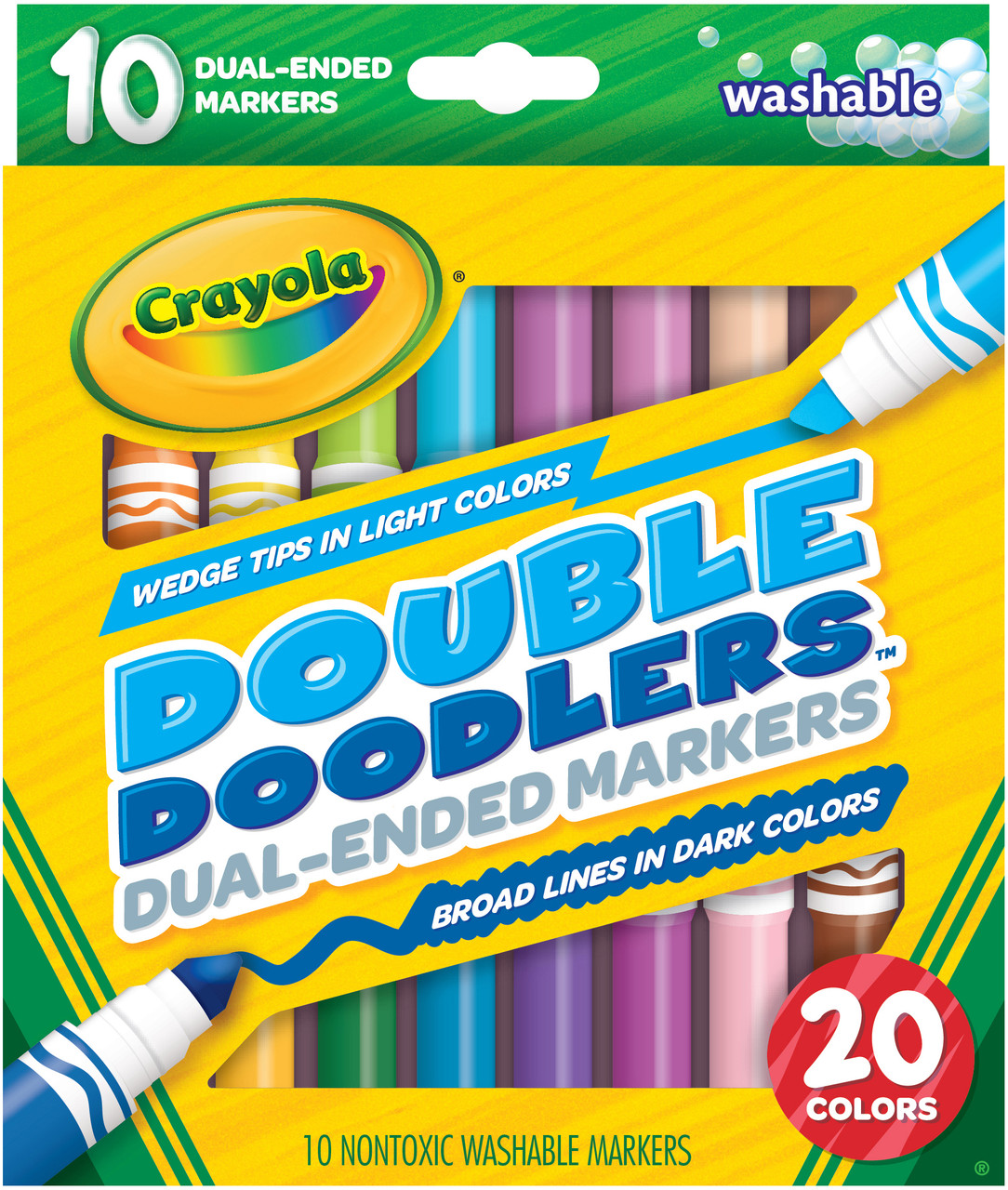 Crayola Doodle Draw Dual Ended Doodle Markers Brush TipChisel Tip