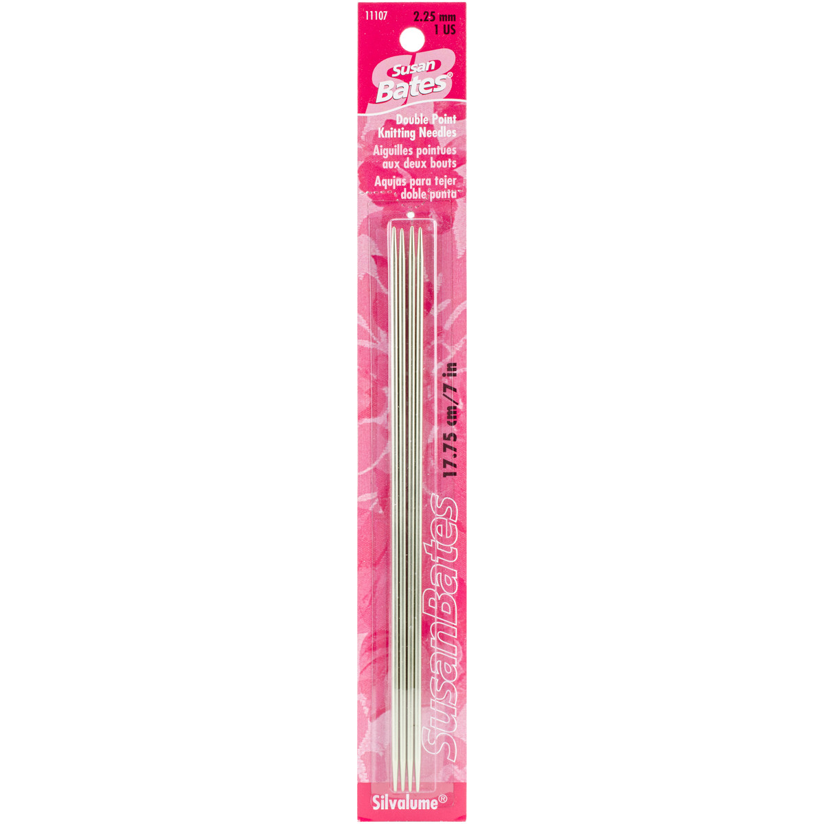 Susan Bates Silvalume Double Point Knitting Needles 7" 4/Pkg-Size 1/2.25mm - 111071 - 077216001015