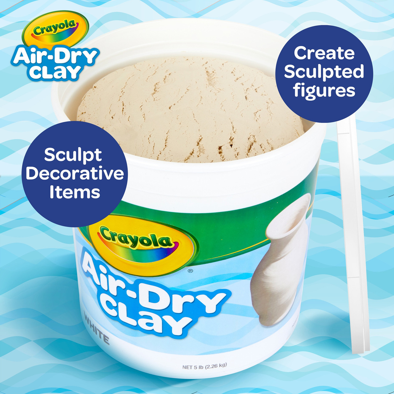 Crayola Air-Dry Clay Bucket, 2.5 lbs, White (57-5050)