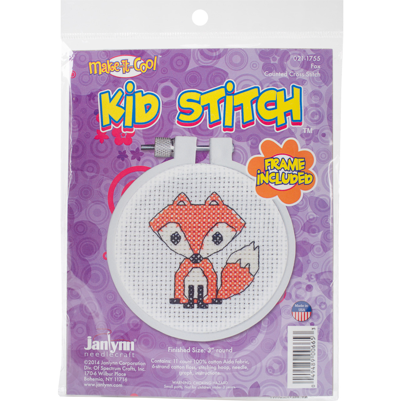 Janlynn/Kid Stitch Mini Counted Cross Stitch Kit 3 Round-Flower