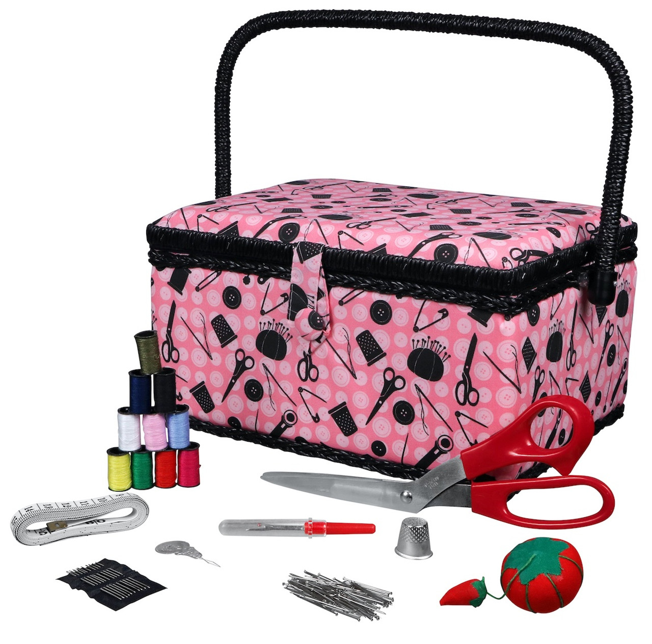 SINGER Small Sewing Basket Kit 126pcs-Multi Bright Dots