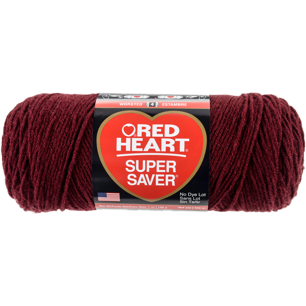 Red Heart Super Saver Burgundy Yarn - 3 Pack of 198g/7oz - Acrylic