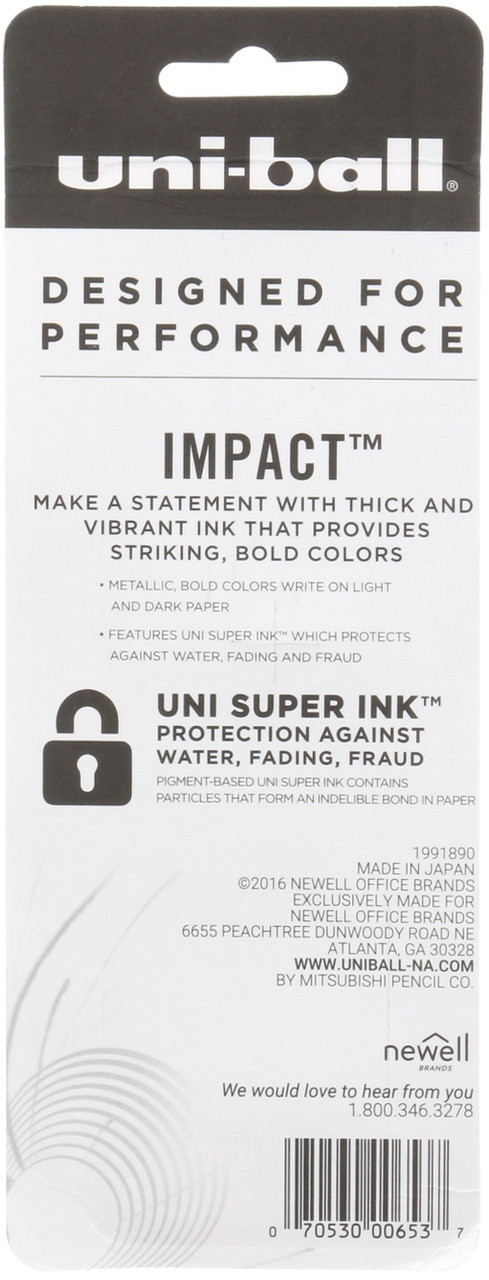 Uni-Ball Gel Impact Pen White, Gold, & Silver 3pck