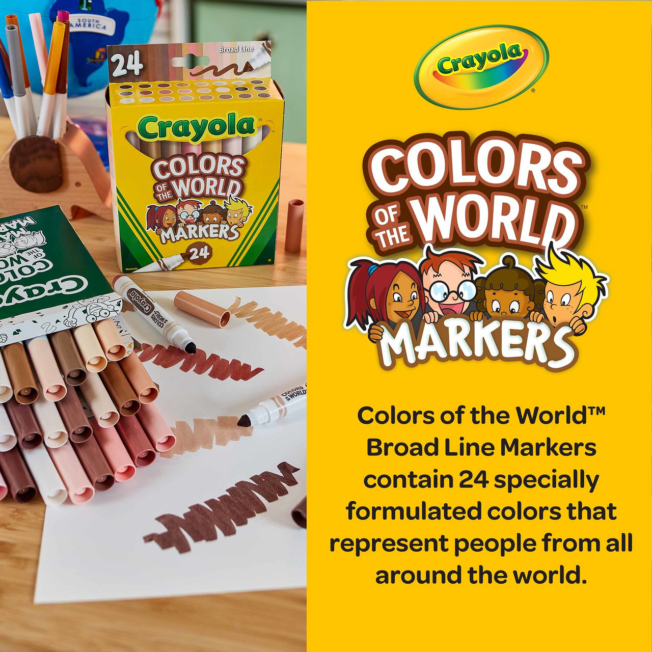 Crayola Colors Of The World Broad Line Markers 24/Pkg