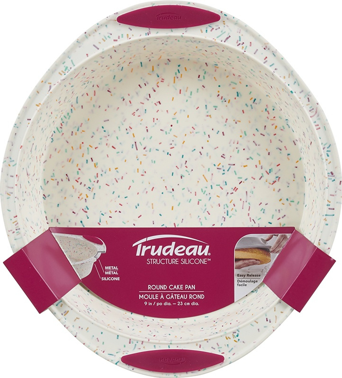Trudeau Mini Loaf Pan White Confetti/Fuchsia, 6 Cavity
