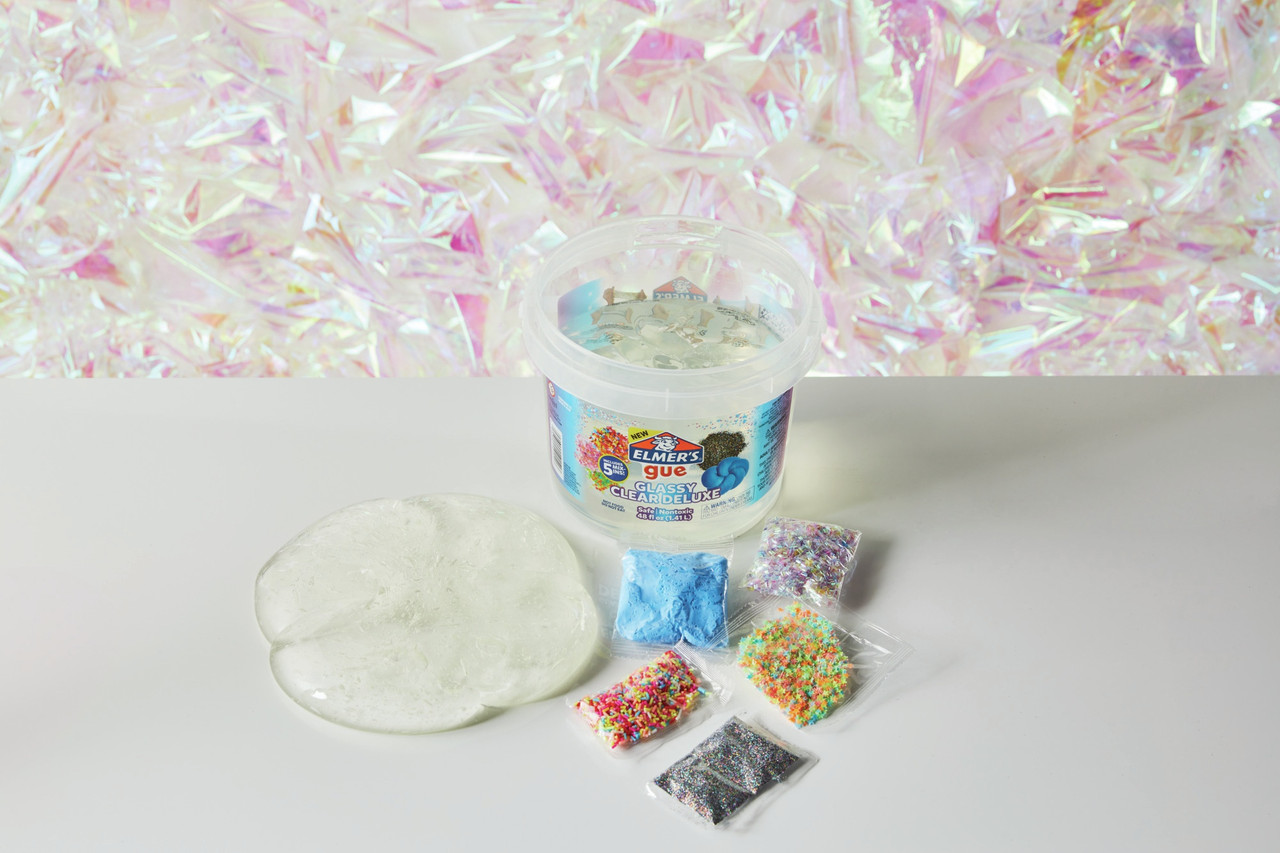 Elmer's Gue Pre-Made Slime Bucket 3lb W/Mix-Ins-Clear 2137174 - GettyCrafts