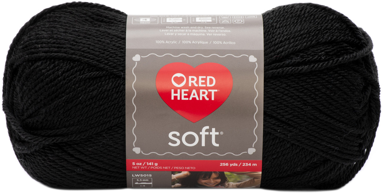  RED HEART Soft Yarn, Black (E728.4614)