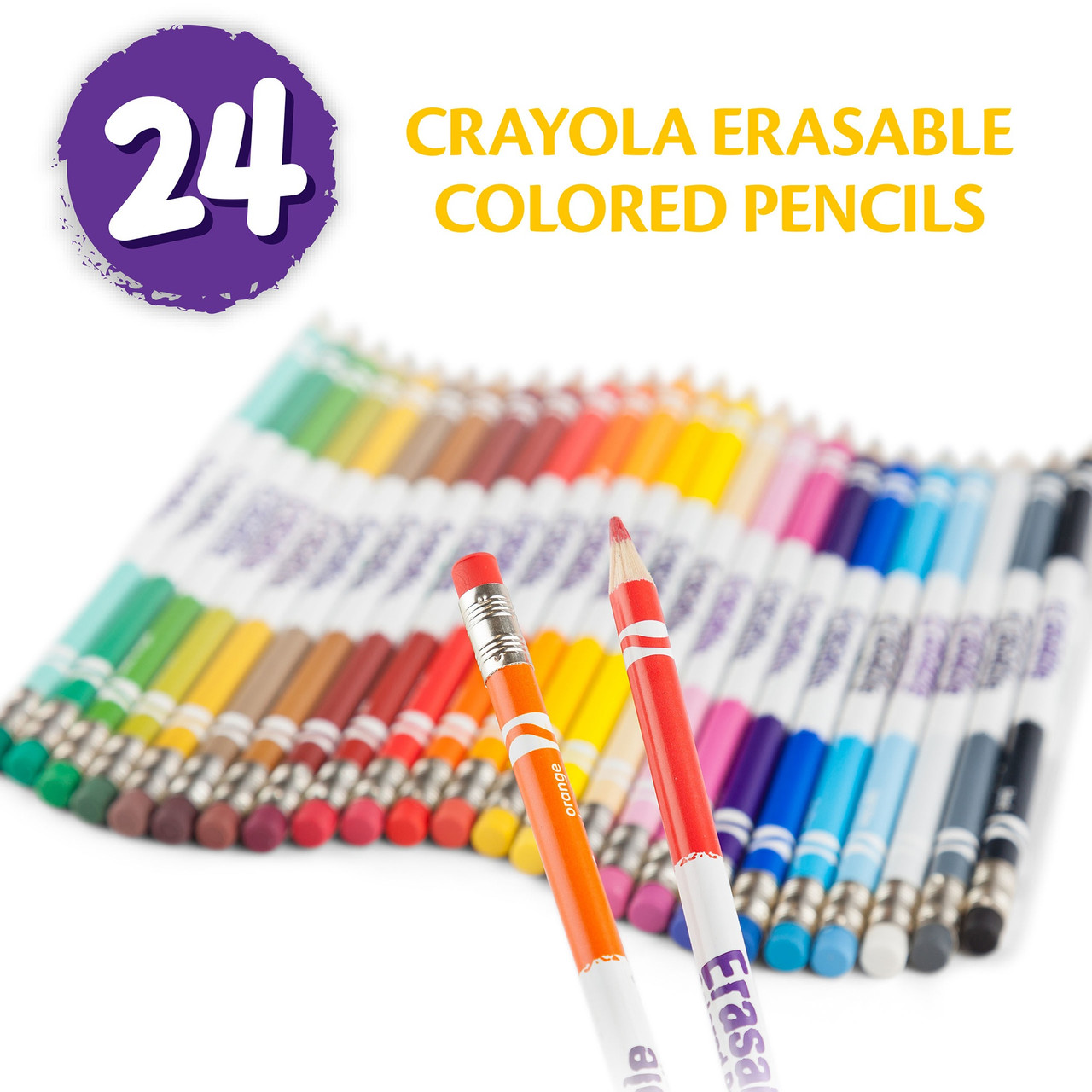 Crayola Erasable Colored Pencils-24/Pkg Long 68-2424 - GettyCrafts