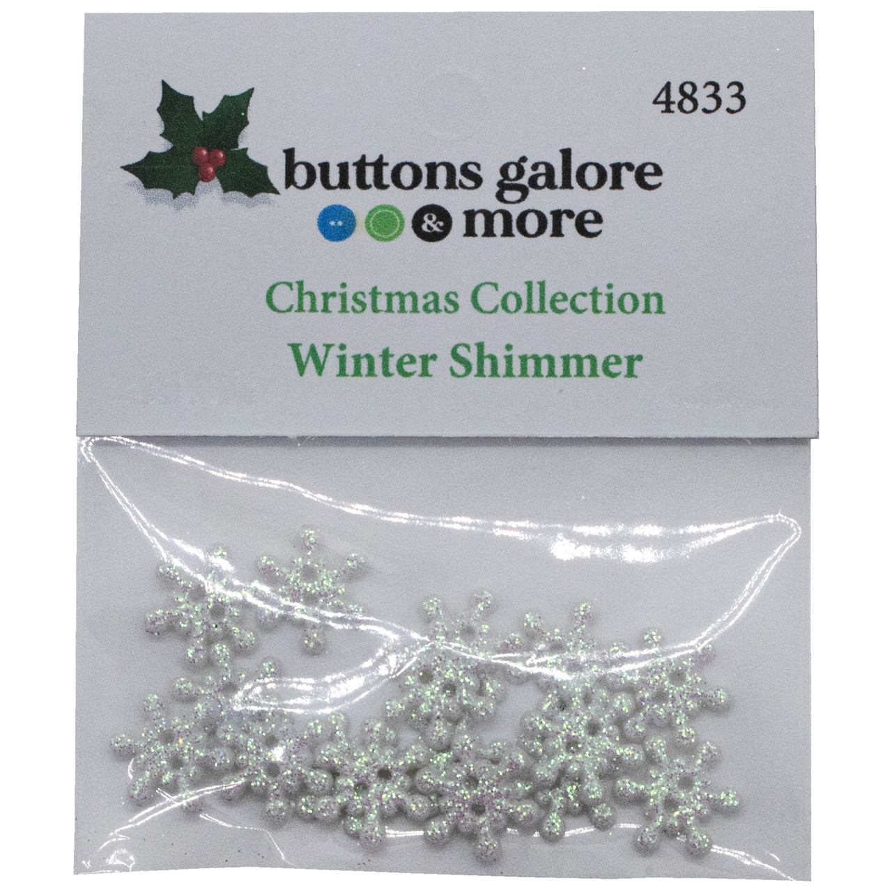 Buttons Galore Christmas Themed Buttons-Glistening Snow 12/Pkg