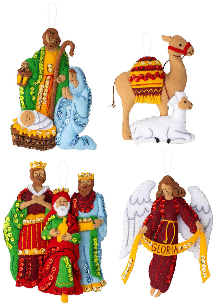 Bucilla Felt Ornaments Applique Kit Set Of 4-Gingerbread Christmas