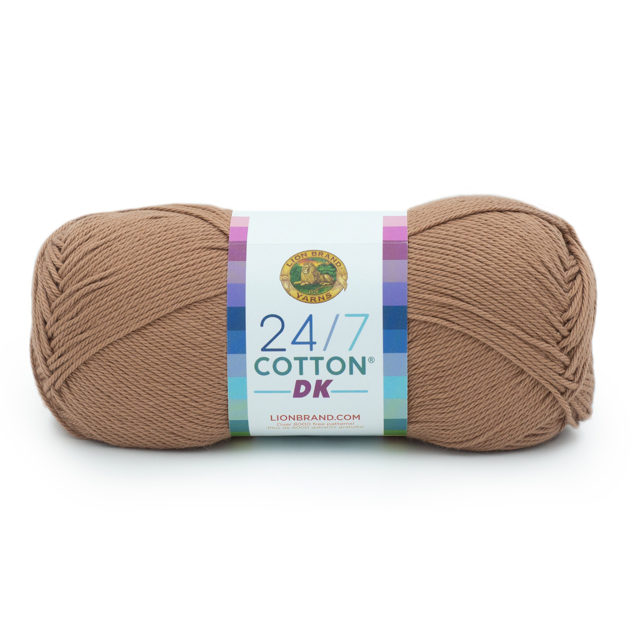 (3 Pack) Lion Brand Yarn 769-127N 24/7 Cotton DK Yarn, Cacao