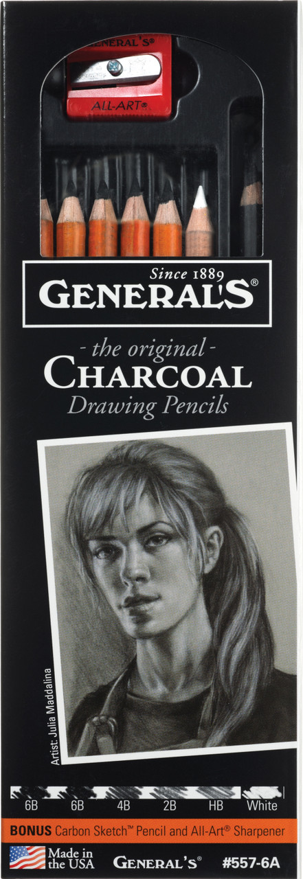 General's Charcoal Pencils, White - 2 count