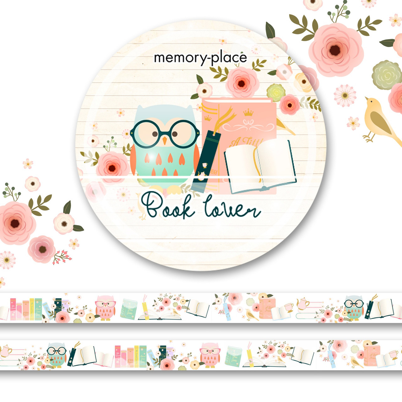 Memory Place Washi Tape 15mmX5m-Book Lover #2