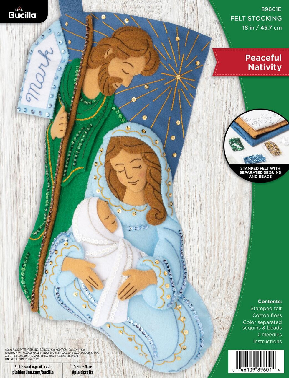 Bucilla Felt Stocking Applique Kit 18 Long Christmas Nativity