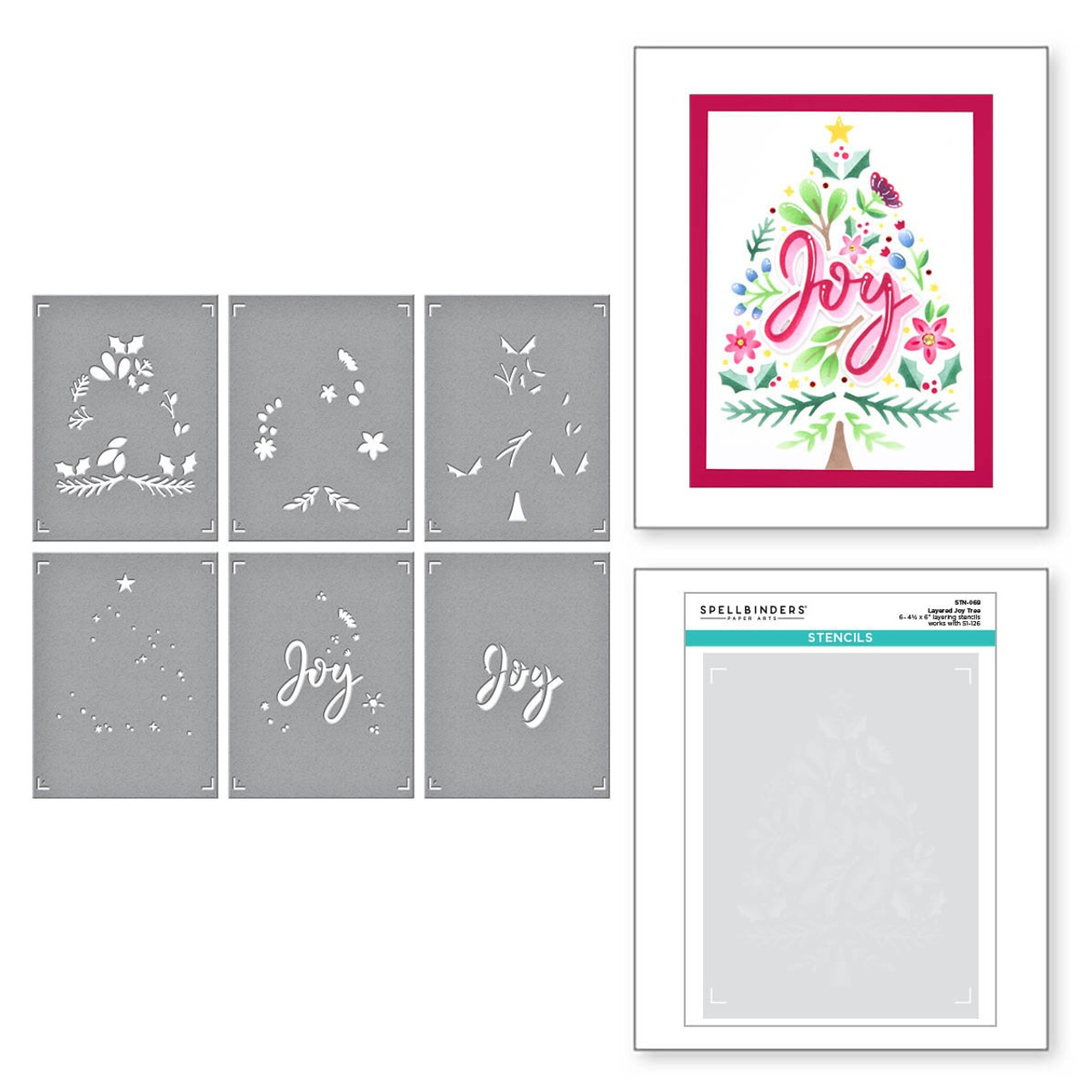 Spellbinders Stencils from The Layered Christmas Stencils-Merry Christmas Foliage