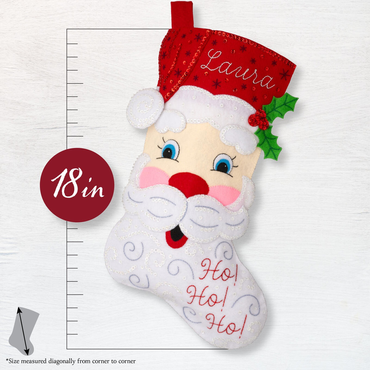 Bucilla Felt Stocking Applique Kit 18 Long- Storytime Santa