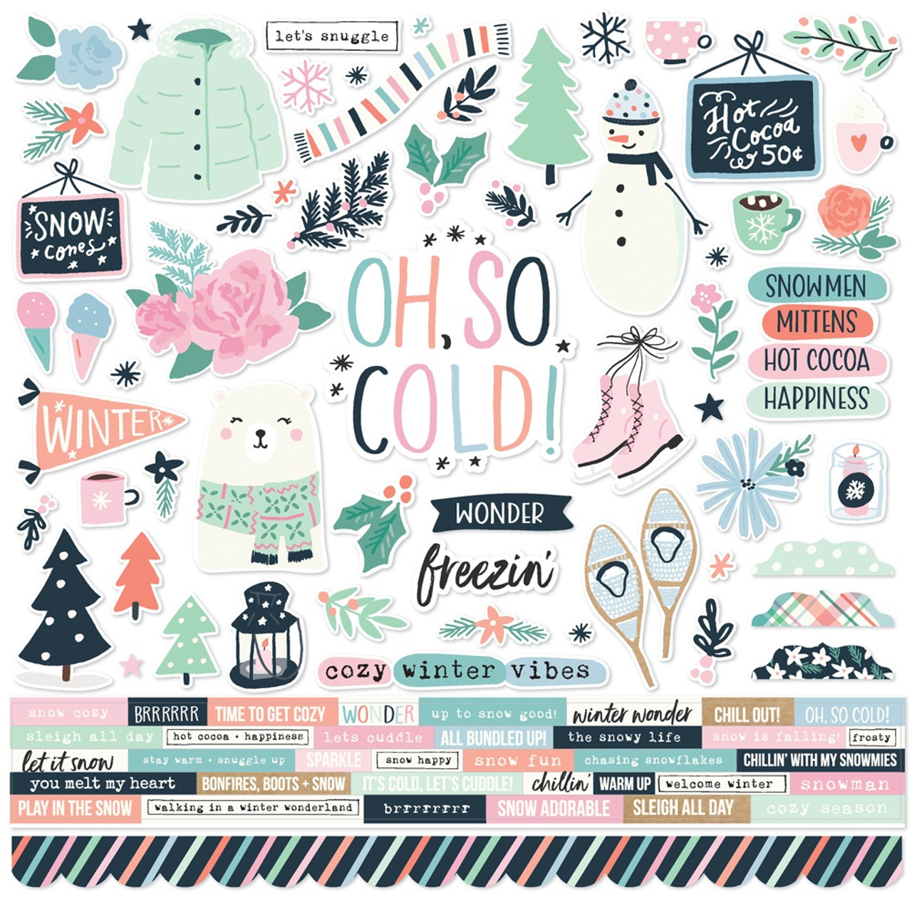 Simple Stories Winter Wonder 12 x 12 Cardstock Stickers