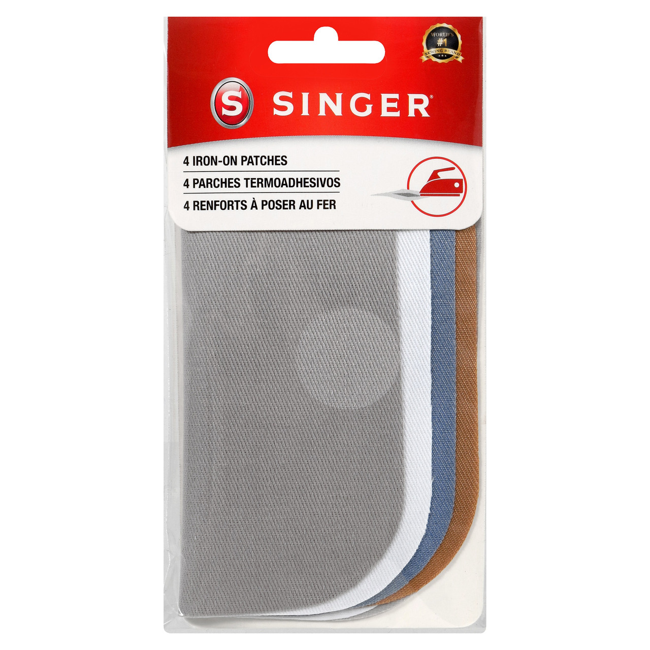 Singer Iron-On Denim Patches 5x5 4/Pkg-Blue